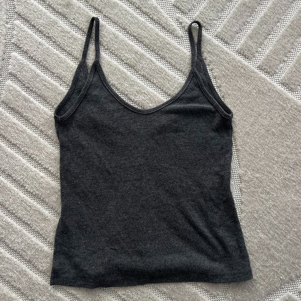 Brandy Melville Grey Ribbed Tank Top, in OS